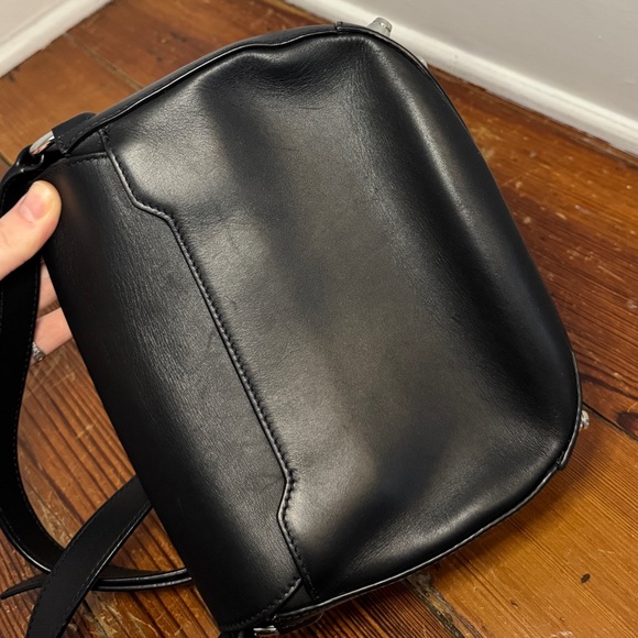 Alexander Wang SS16 Sample Lia Studded Crossbody Saddle Bag Silver Black Leather - Picture 14 of 16